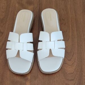 Liz Claiborne White Slide Sandals with Cutout Straps